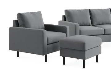 Peppe Soffgrupp 3-sits Soffa + Fåtölj + Fotpall i Tyg - Ljusgrå - Möbler - Soffa - Soffgrupp