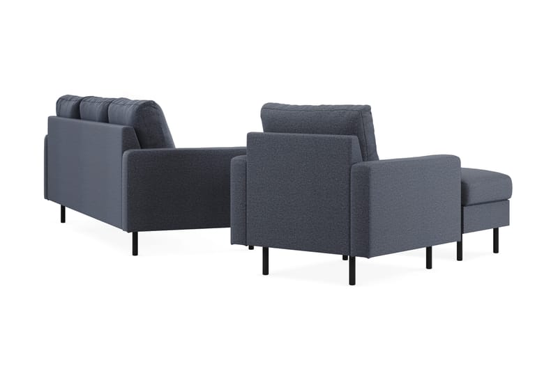 Peppe Soffgrupp 3-sits Soffa + Fåtölj + Fotpall i Tyg - Mörkgrå - Möbler - Soffa - Soffgrupp