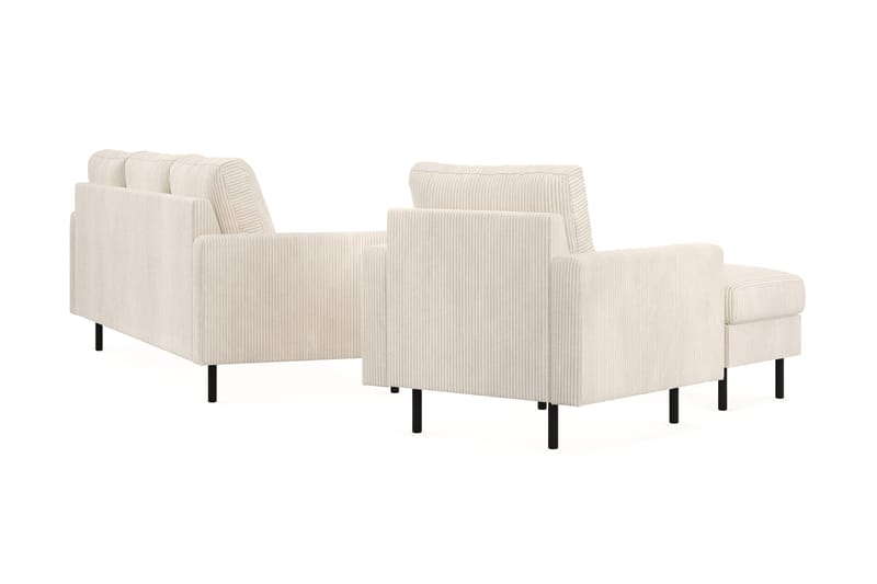 Peppe Soffgrupp 3-sits Vändbar L-formad Divansoffa + Fåtölj + Fotpall i Manchester - Beige - Möbler - Soffa - Soffgrupp