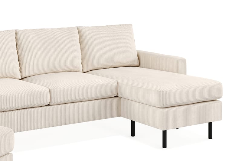 Peppe Soffgrupp 3-sits Vändbar L-formad Divansoffa + Fåtölj + Fotpall i Manchester - Beige - Möbler - Soffa - Soffgrupp