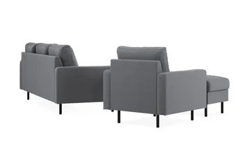 Peppe Soffgrupp 3-sits Vändbar L-formad Divansoffa + Fåtölj + Fotpall i Tyg - Ljusgrå - Möbler - Soffa - Soffgrupp