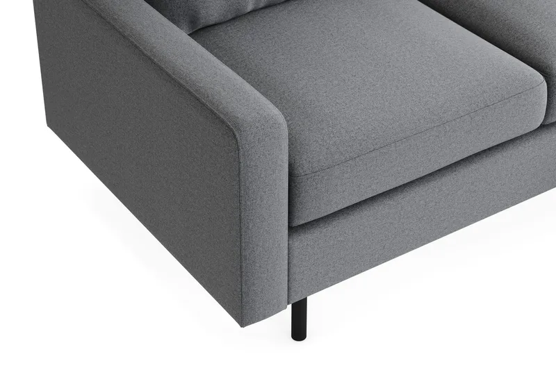 Peppe Soffgrupp 3-sits Vändbar L-formad Divansoffa + Fåtölj + Fotpall i Tyg - Ljusgrå - Möbler - Soffa - Soffgrupp