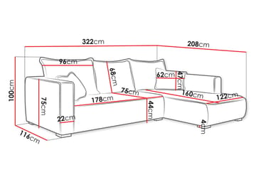 Puente 4-sits Soffa med divan - beige - Möbler - Soffa - Divansoffor & schäslongsoffa