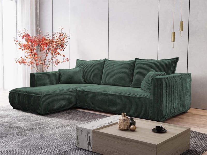 Puente 4-sits Soffa med divan - mörkgrön - Möbler - Soffa - Divansoffor & schäslongsoffa