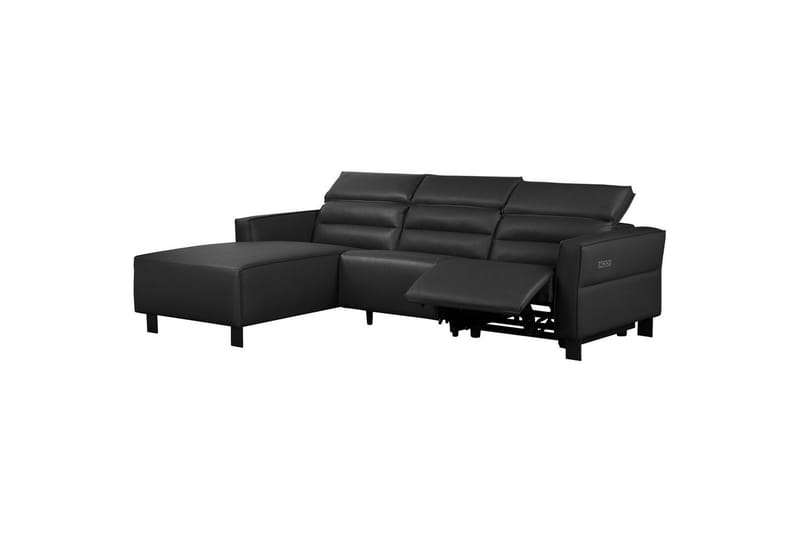 Reclinersoffa med hörn Loft24 Carpari Reclinersoffa 3-sits Black Left-faced Artificial leather - Möbler - Soffa - Skinnsoffor