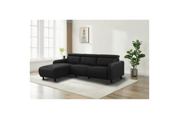 Reclinersoffa med hörn Loft24 Skaane Reclinersoffa 3-sits Black Artificial leather - Möbler - Soffa - Skinnsoffor