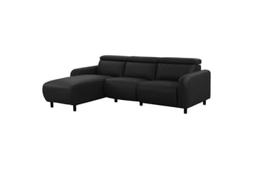 Reclinersoffa med hörn Loft24 Skaane Reclinersoffa 3-sits Black Artificial leather - Möbler - Soffa - Skinnsoffor