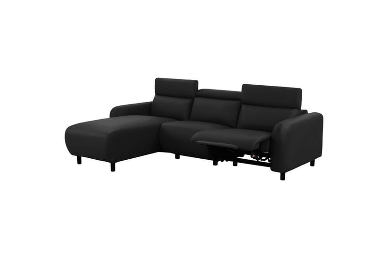 Reclinersoffa med hörn Loft24 Skaane Reclinersoffa 3-sits Black Left-faced Artificial leather - Möbler - Soffa - Skinnsoffor