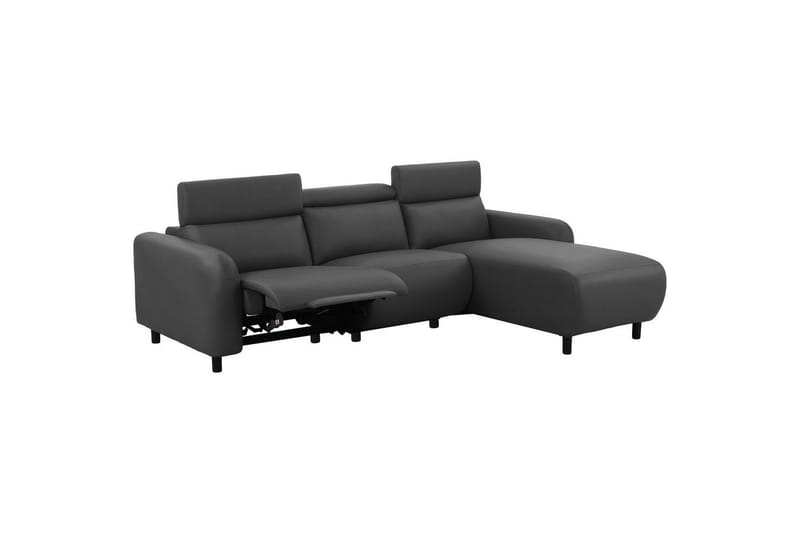 Reclinersoffa med hörn Loft24 Skaane Reclinersoffa 3-sits Grå Höger Konstläder - Möbler - Soffa - Skinnsoffor