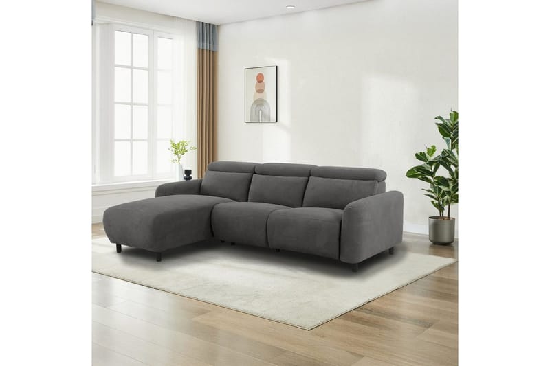 Reclinersoffa med hörn Loft24 Skaane Reclinersoffa 3-sits Grey1 Right-faced Manchester - Möbler - Soffa - Skinnsoffor