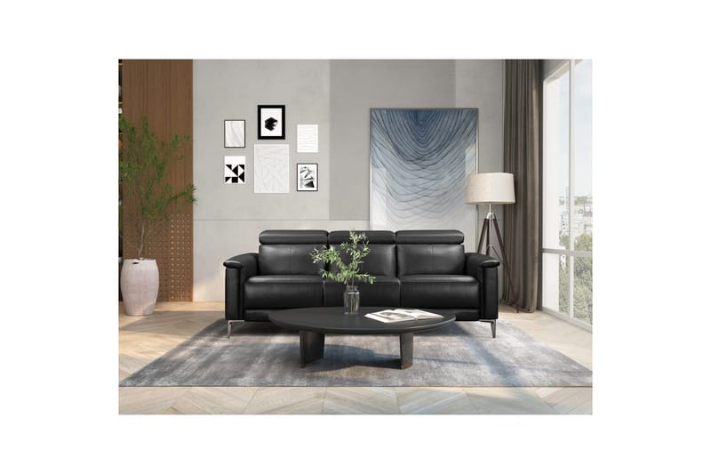Reclinersoffa utan hörn Loft24 3-sitssoffa Lund Cognac Antracit - Möbler - Soffa - 3 sits soffa