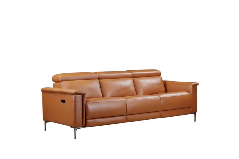 Reclinersoffa utan hörn Loft24 3-sitssoffa Lund Cognac Brun,Grå - Möbler - Soffa - 3 sits soffa