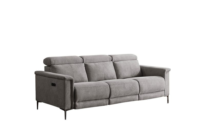 Reclinersoffa utan hörn Loft24 3-sitssoffa Lund Cognac Ljusgrå - Möbler - Soffa - 3 sits soffa