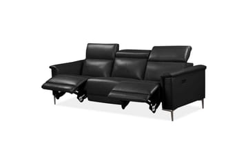 Reclinersoffa utan hörn Loft24 3-sitssoffa Lund Cognac Svart - Möbler - Soffa - 3 sits soffa