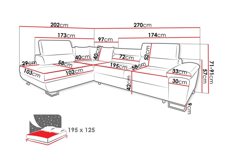 Reginia Bäddsoffa m. Schäslong 3-sits - Möbler - Soffa - Bäddsoffa