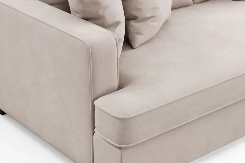 Rossita 3-sits Djup Sammetsoffa med hel dyna - Beige - Möbler - Soffa - Sammetssoffa