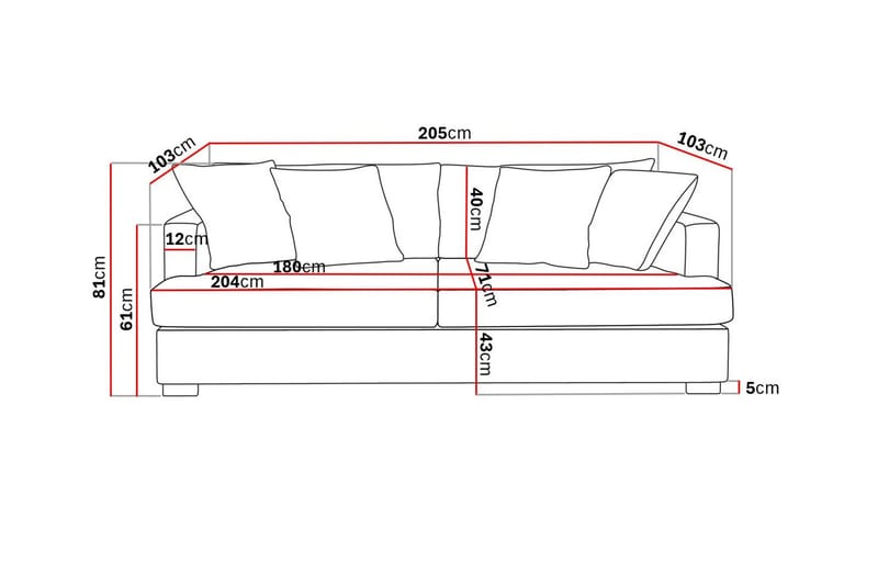 Rossita 3-sits Djup Soffa i Tyg - Beige - Möbler - Soffa - 3 sits soffa