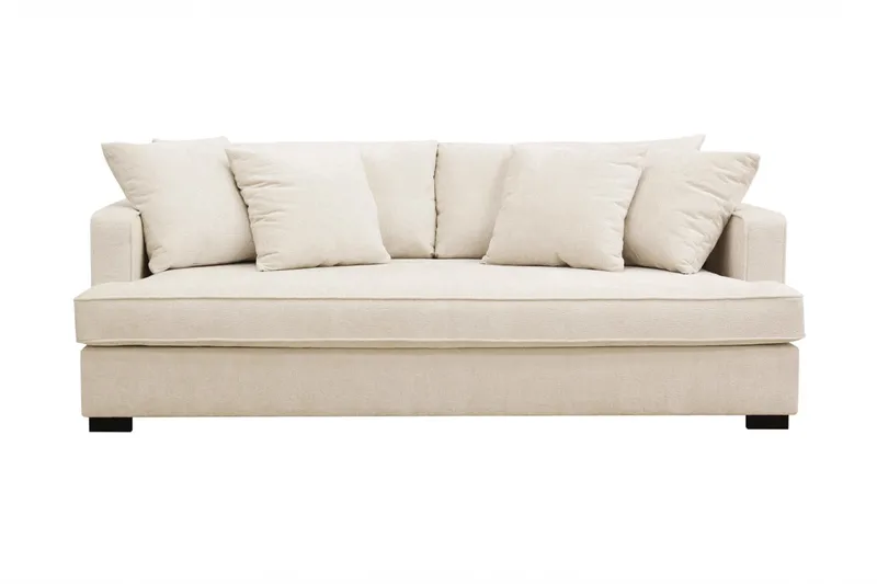 Rossita 3-sits Djup Soffa med hel dyna i Chenille - Beige - Möbler - Soffa - 3 sits soffa
