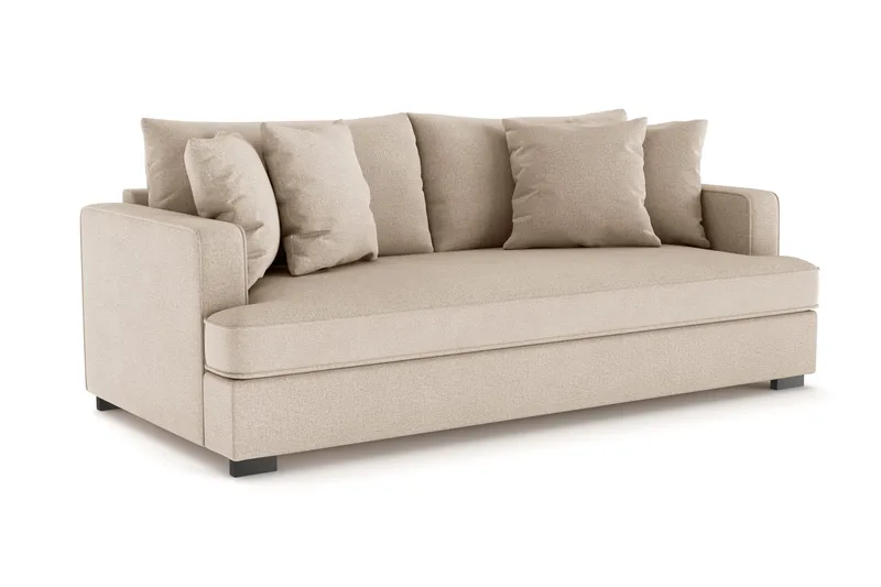 Rossita 3-sits Djup Soffa med hel dyna i Tyg - Beige - Möbler - Soffa - 3 sits soffa