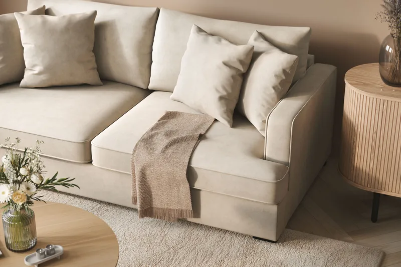 Rossita 3-sits Djup Tygsoffa - Beige - Möbler - Soffa - 3 sits soffa