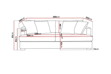 Rossita 3-sits Djup Tygsoffa - Beige - Möbler - Soffa - 3 sits soffa