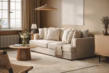 Rossita 4-sits Djup Tygsoffa - Beige - Möbler - Soffa - 4 sits soffa