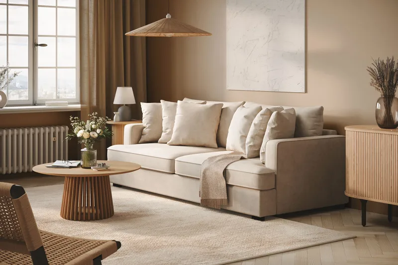 Rossita 4-sits Djup Tygsoffa - Beige - Möbler - Soffa - 4 sits soffa