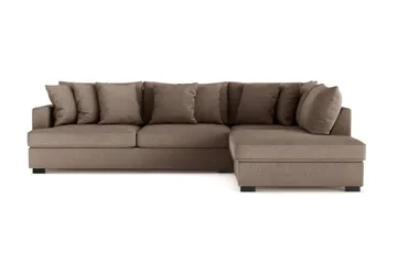 Rossita 4-sits Högervänd L-formad Djup Schäslongsoffa i Tyg - Brun - Möbler - Soffa - Divansoffor & schäslongsoffa