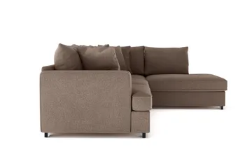 Rossita 4-sits Högervänd L-formad Djup Schäslongsoffa i Tyg - Brun - Möbler - Soffa - Divansoffor & schäslongsoffa