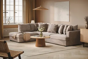 Rossita 4-sits Vänstervänd L-formad Djup Schäslongsoffa i Chenille - Grå / Brun - Möbler - Soffa - Divansoffor & schäslongsoffa