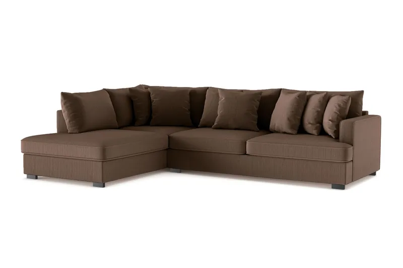 Rossita 4-sits Vänstervänd L-formad Djup Schäslongsoffa i Manchester - Brun - Möbler - Soffa - Divansoffor & schäslongsoffa