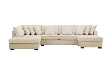 Rossita 5-sits Vänstervänd U-formad Djup Soffa med Divan och Schäslong i Chenille - Trenza 06, Beige Chenille - Möbler - Soffa - U-soffa