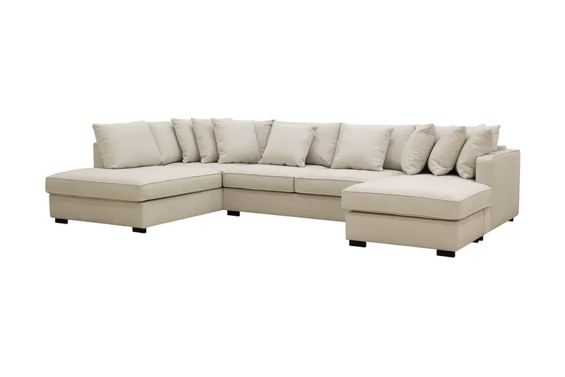 Rossita 5-sits Vänstervänd U-formad Djup Soffa med Divan och Schäslong i Tyg - Beige - Möbler - Soffa - U-soffa