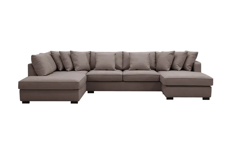 Rossita 5-sits Vänstervänd U-formad Djup Soffa med Divan och Schäslong i Tyg - Brun - Möbler - Soffa - U-soffa