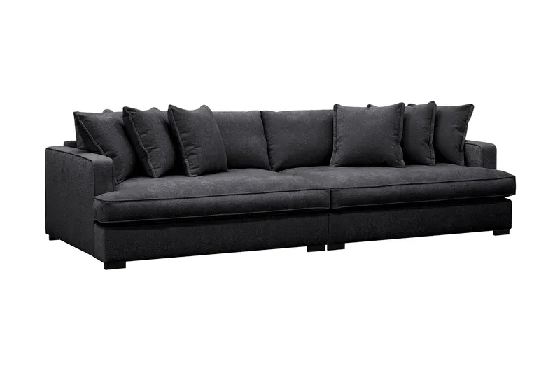 Rossita Lyx 4-sits Extra djup Soffa i Chenille - Trenza 01, Svart Chenille - Möbler - Soffa - 4 sits soffa