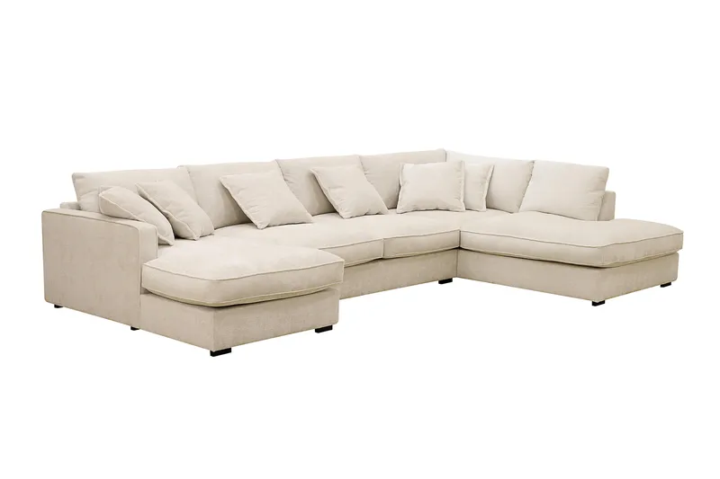 Rossita Lyx 5-sits Högervänd U-formad Extra djup Soffa med Divan och Schäslong i Chenille - Beige - Möbler - Soffa - U-soffa