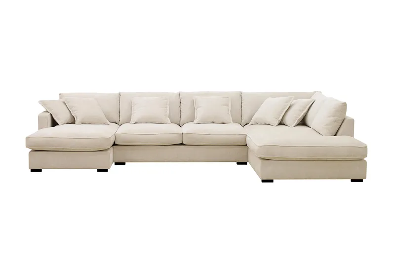 Rossita Lyx 5-sits Högervänd U-formad Extra djup Soffa med Divan och Schäslong i Chenille - Beige - Möbler - Soffa - U-soffa