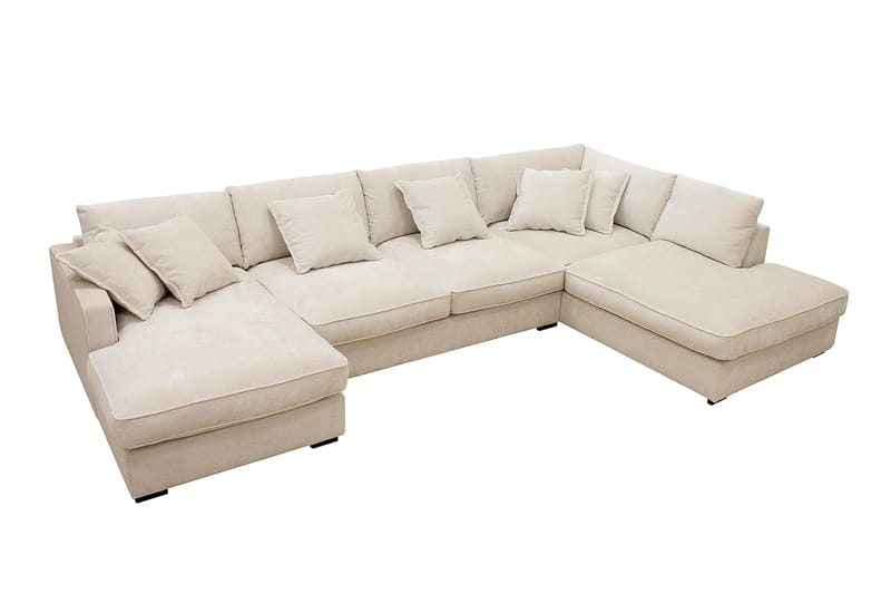 Rossita Lyx 5-sits Högervänd U-formad Extra djup Soffa med Divan och Schäslong i Chenille - Beige - Möbler - Soffa - U-soffa