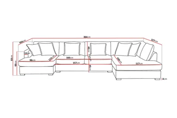 Rossita Lyx 5-sits Högervänd U-formad Extra djup Soffa med Divan och Schäslong i Manchester - Taupe - Möbler - Soffa - U-soffa