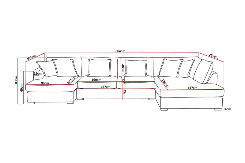 Rossita Lyx 5-sits Högervänd U-formad Extra djup Soffa med Divan och Schäslong i Manchester - Taupe - Möbler - Soffa - U-soffa