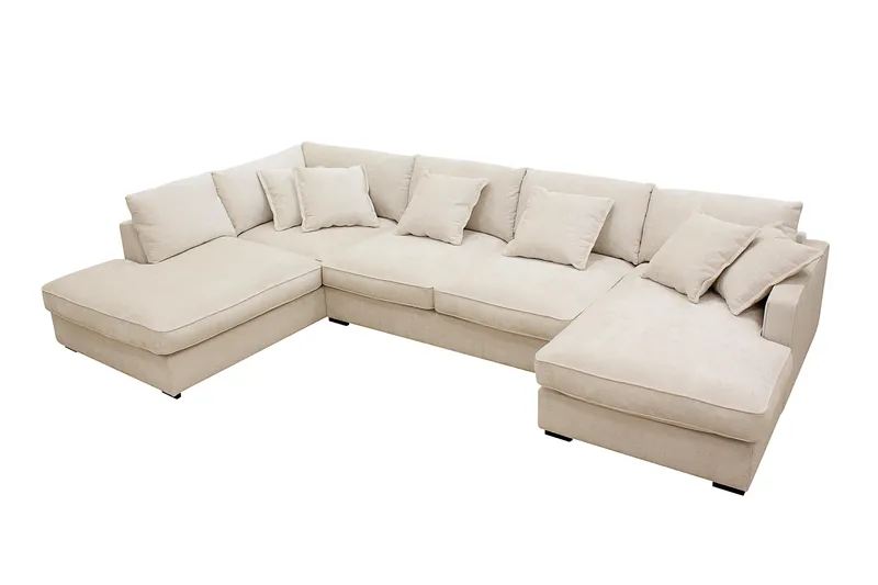 Rossita Lyx 5-sits Vänstervänd U-formad Extra djup Soffa med Divan och Schäslong i Chenille - Beige - Möbler - Soffa - U-soffa