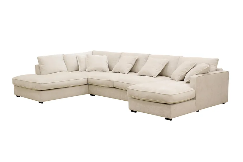 Rossita Lyx 5-sits Vänstervänd U-formad Extra djup Soffa med Divan och Schäslong i Chenille - Beige - Möbler - Soffa - U-soffa