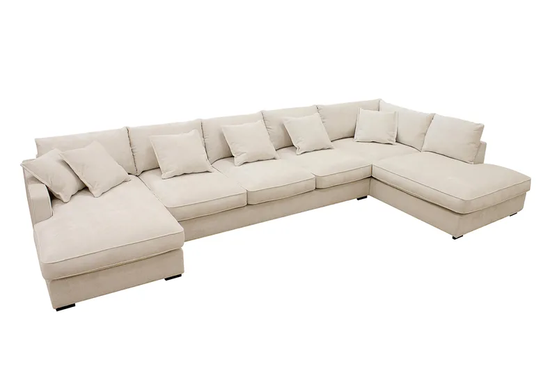 Rossita Lyx 6-sits Högervänd U-formad Extra djup Soffa med Divan och Schäslong i Chenille - Beige - Möbler - Soffa - U-soffa