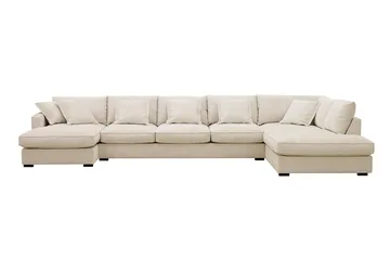 Rossita Lyx 6-sits Högervänd U-formad Extra djup Soffa med Divan och Schäslong i Chenille - Beige - Möbler - Soffa - U-soffa