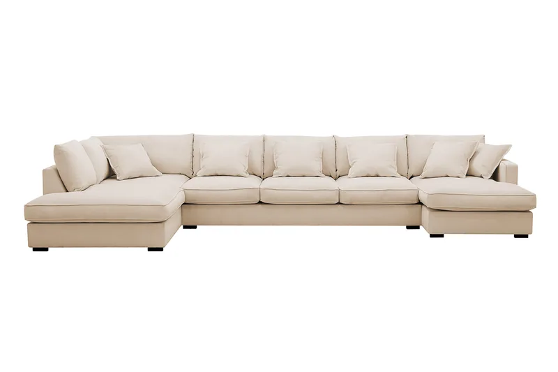 Rossita Lyx 6-sits Vänstervänd U-formad Extra djup Soffa med Divan och Schäslong i Manchester - Beige - Möbler - Soffa - U-soffa