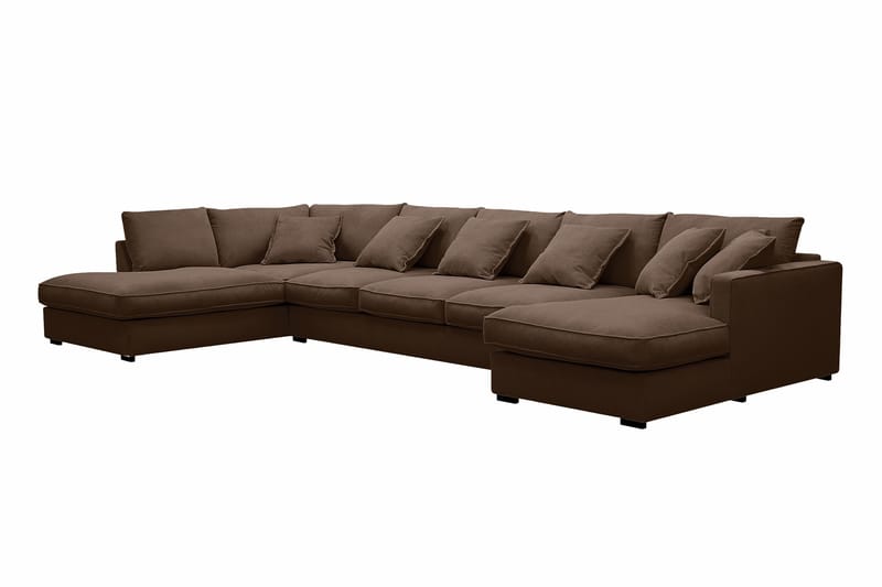Rossita Lyx 6-sits Vänstervänd U-formad Extra djup Soffa med Divan och Schäslong i Manchester - Mörkbrun - Möbler - Soffa - U-soffa