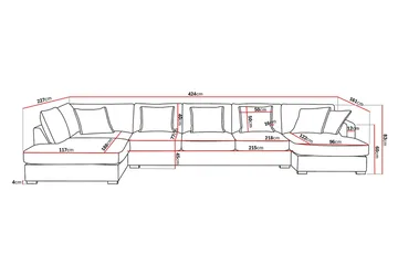 Rossita Lyx 6-sits Vänstervänd U-formad Extra djup Soffa med Divan och Schäslong i Manchester - Taupe - Möbler - Soffa - U-soffa