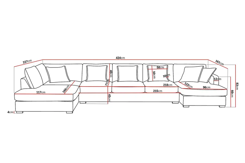 Rossita Lyx 6-sits Vänstervänd U-formad Extra djup Soffa med Divan och Schäslong i Manchester - Taupe - Möbler - Soffa - U-soffa