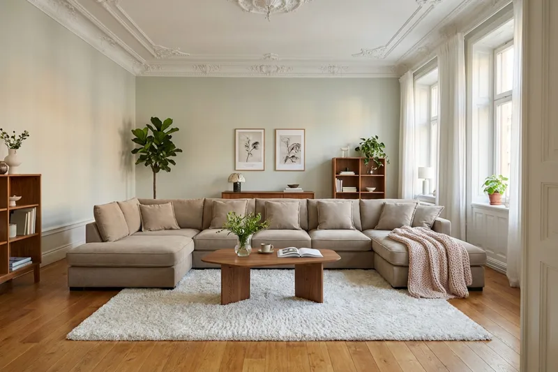 Rossita Lyx 6-sits Vänstervänd U-formad Extra djup Soffa med Divan och Schäslong i Tyg - Brun - Möbler - Soffa - U-soffa