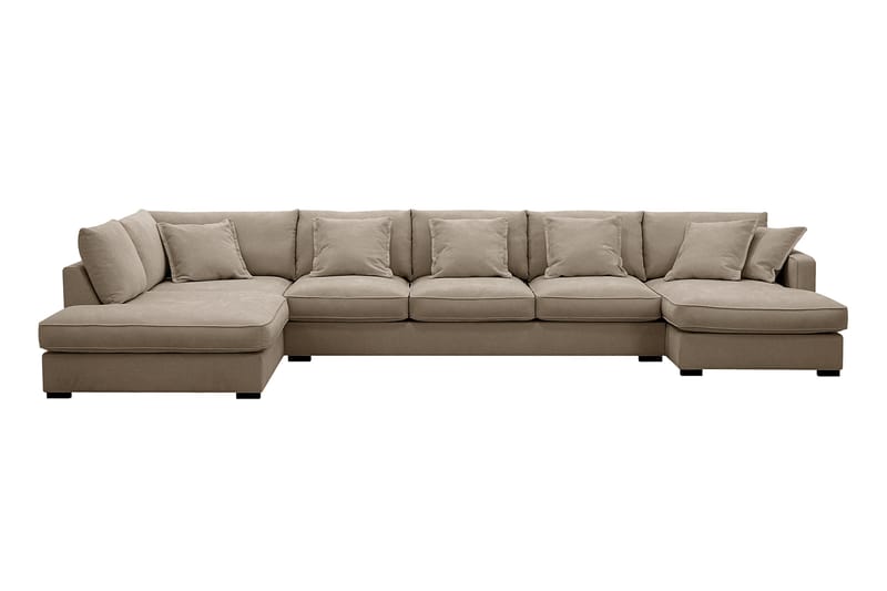 Rossita Lyx 6-sits Vänstervänd U-formad Extra djup Soffa med Divan och Schäslong i Tyg - Brun - Möbler - Soffa - U-soffa